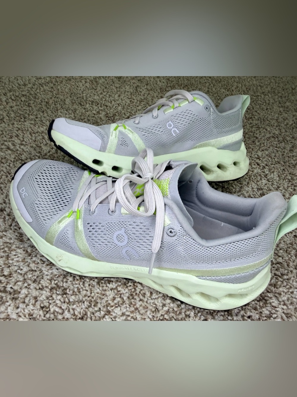 On Cloud Tec Phase OC Shoes Womens Sz 8.5 Gray Green Running Athletic Sneakers